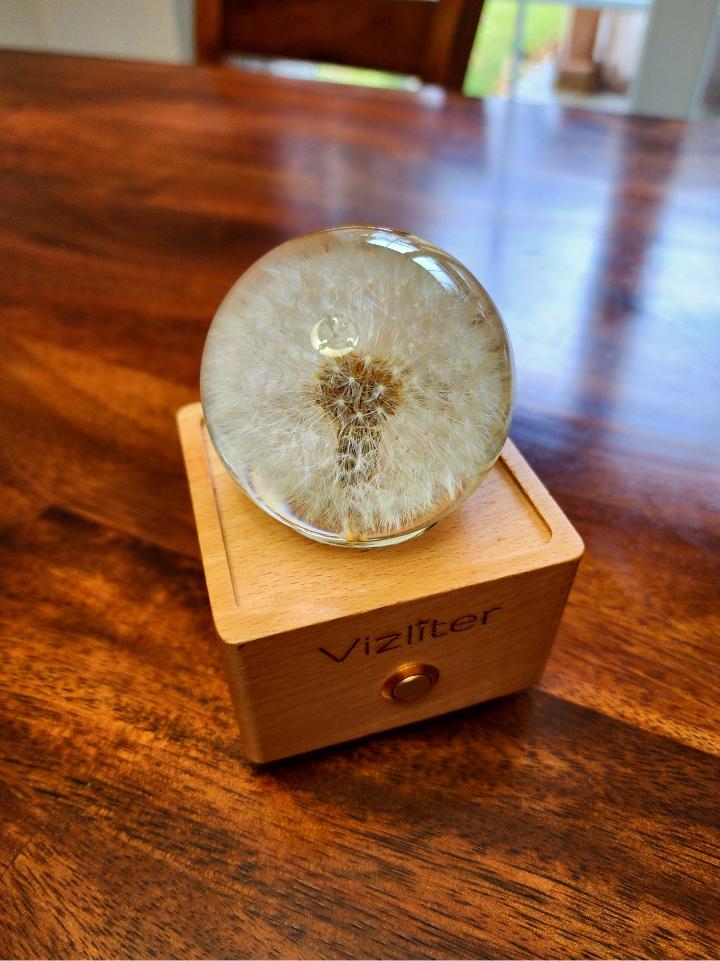 Bluetooth Speakers Crystal Ball LED Light Preserved Fresh Flower with Wood Base, Night Light Dandelion
