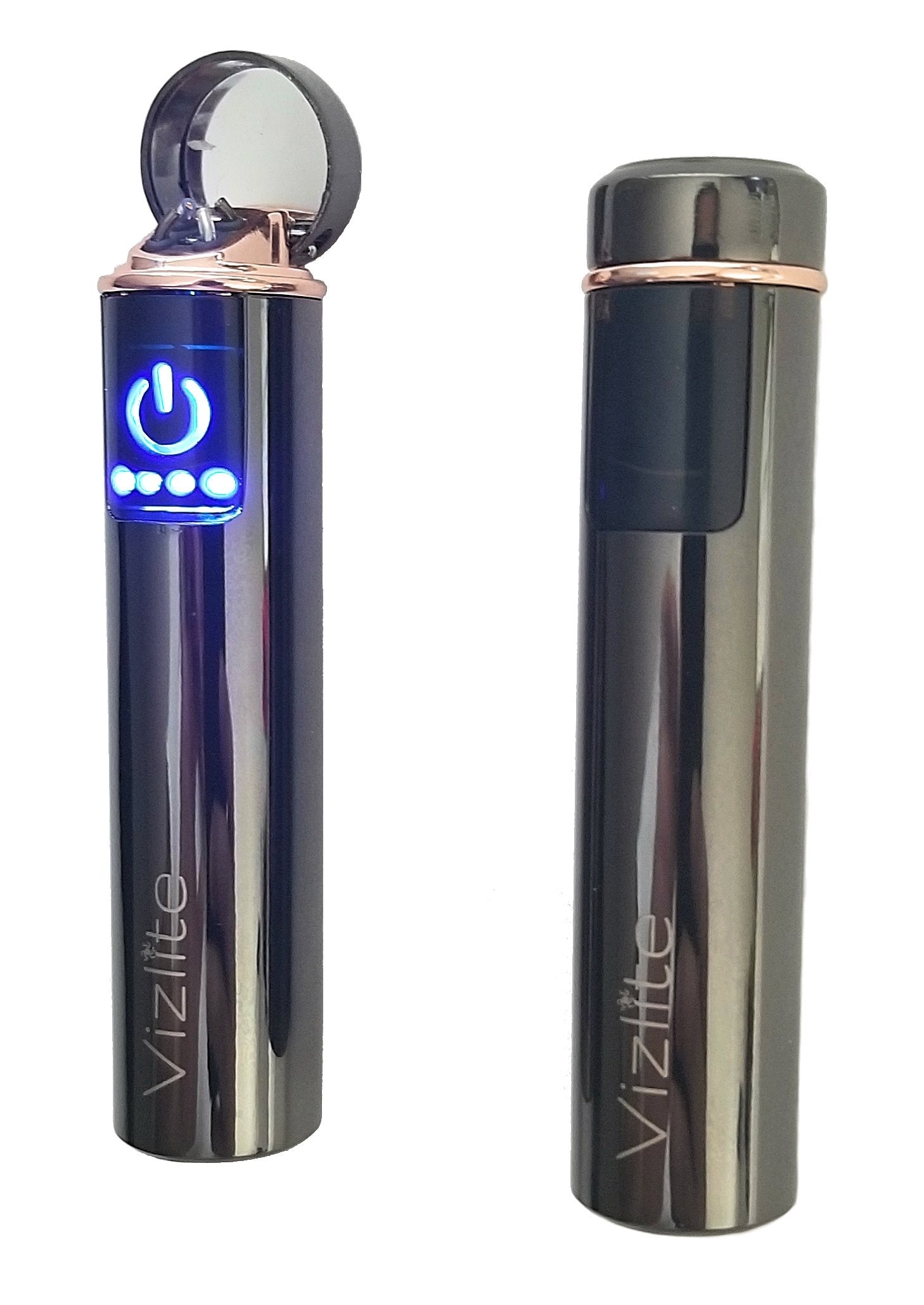 Vizliter Electronic Dual Lighter Slim, Smart Touch Screen, Battery Status Display, Rechargeable, Flameless, Elegant Slick Design Dark Grey
