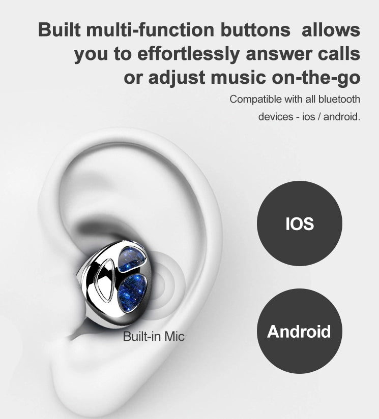Vizliter Bluetooth Earbuds 5.0 Sport Headphones Waterproof TWS Stereo Headphones in Ear Built in Mic Premium Sound with Deep Bass Grey